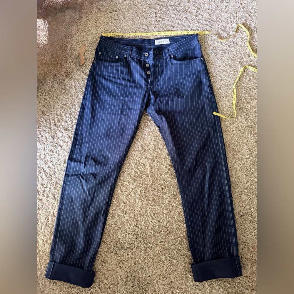 Gustin Navy Pinstripe Denim
